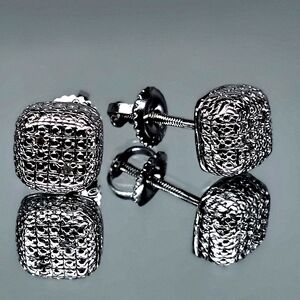 Textured Silver Men's Stud Earrings